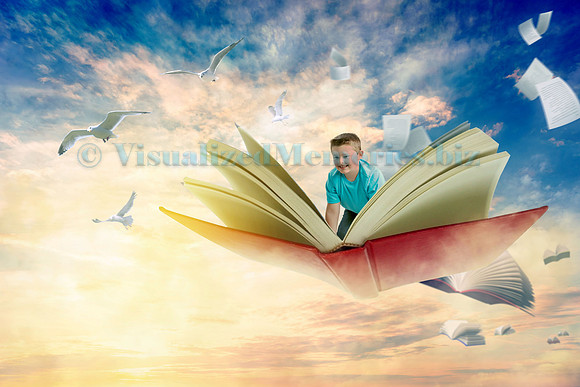 Flying Book Digital Background by Digital Cowboy